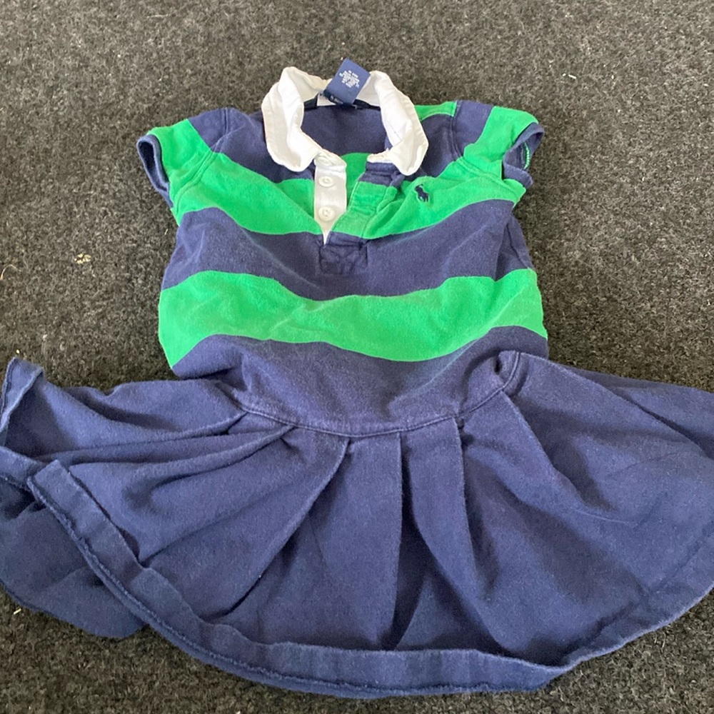 Cute green and navy dress shirt with white collar and buttons